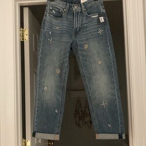 Luckybrand embellished mid rise boy ankle length